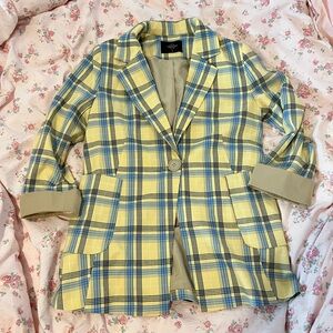 Yellow Plaid Women's Blazer
